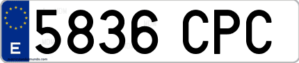 Ejemplo de matrícula de coche ordinaria 5836 CPC
