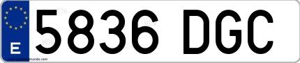 Ejemplo de matrícula española 5836 DGC