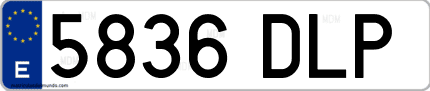 Ejemplo de matrícula de coche ordinaria 5836 DLP