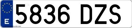 Ejemplo de matrícula española 5836 DZS