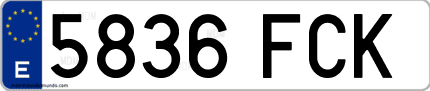 Ejemplo de matrícula de coche ordinaria 5836 FCK