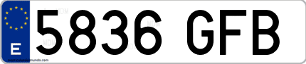 Ejemplo de matrícula de coche ordinaria 5836 GFB