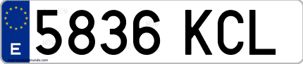 Ejemplo de matrícula de coche ordinaria 5836 KCL
