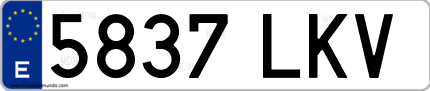 Ejemplo de matrícula de coche ordinaria 5837 LKV