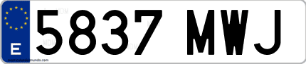 Ejemplo de matrícula de coche ordinaria 5837 MWJ