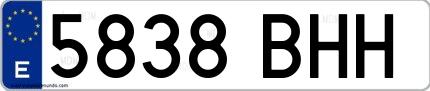 Ejemplo de matrícula española 5838 BHH