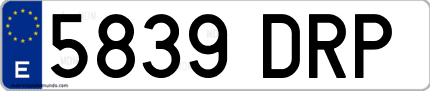 Ejemplo de matrícula de coche ordinaria 5839 DRP