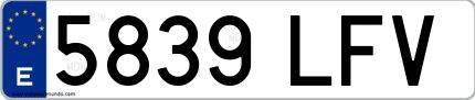 Ejemplo de matrícula española 5839 LFV