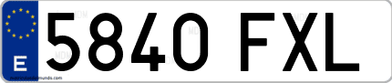 Ejemplo de matrícula de coche ordinaria 5840 FXL