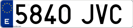 Ejemplo de matrícula de coche ordinaria 5840 JVC