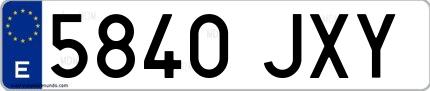 Ejemplo de matrícula de coche ordinaria 5840 JXY
