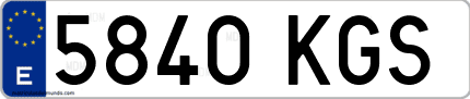 Ejemplo de matrícula de coche ordinaria 5840 KGS