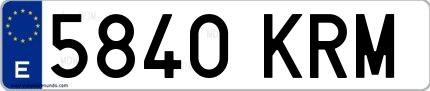 Ejemplo de matrícula española 5840 KRM