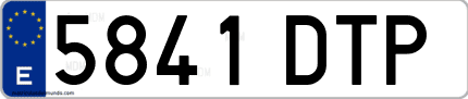 Ejemplo de matrícula de coche ordinaria 5841 DTP