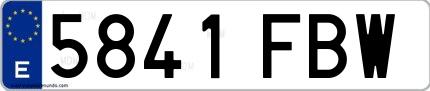 Ejemplo de matrícula española 5841 FBW