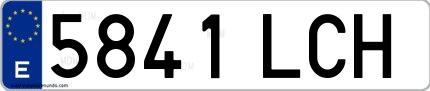Ejemplo de matrícula española 5841 LCH