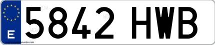 Ejemplo de matrícula española 5842 HWB