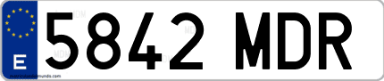 Ejemplo de matrícula de coche ordinaria 5842 MDR
