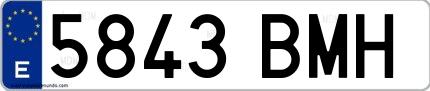Ejemplo de matrícula española 5843 BMH