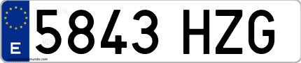 Ejemplo de matrícula de coche ordinaria 5843 HZG