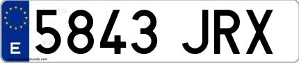 Ejemplo de matrícula española 5843 JRX