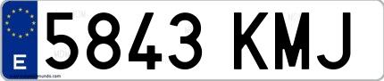 Ejemplo de matrícula española 5843 KMJ