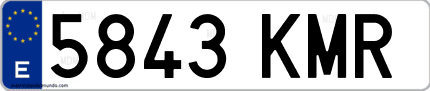 Ejemplo de matrícula de coche ordinaria 5843 KMR