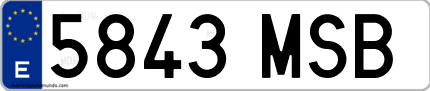 Ejemplo de matrícula de coche ordinaria 5843 MSB