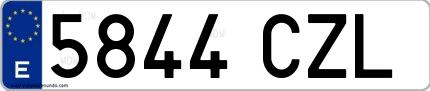 Ejemplo de matrícula española 5844 CZL