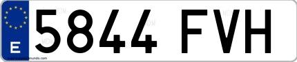 Ejemplo de matrícula española 5844 FVH