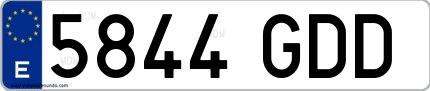 Ejemplo de matrícula española 5844 GDD
