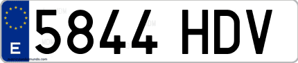 Ejemplo de matrícula de coche ordinaria 5844 HDV