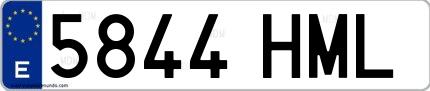 Ejemplo de matrícula española 5844 HML