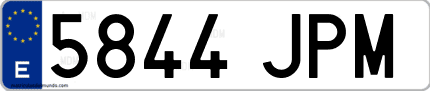 Ejemplo de matrícula de coche ordinaria 5844 JPM