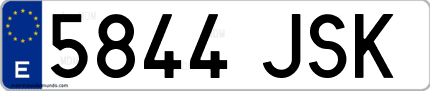 Ejemplo de matrícula de coche ordinaria 5844 JSK