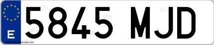 Ejemplo de matrícula española 5845 MJD