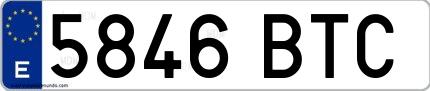 Ejemplo de matrícula española 5846 BTC