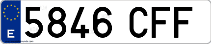 Ejemplo de matrícula de coche ordinaria 5846 CFF