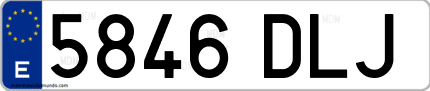 Ejemplo de matrícula de coche ordinaria 5846 DLJ