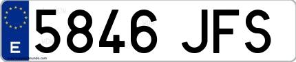 Ejemplo de matrícula española 5846 JFS