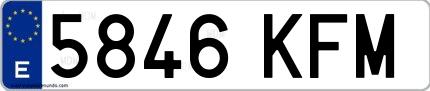 Ejemplo de matrícula española 5846 KFM