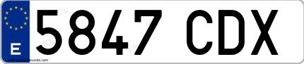 Ejemplo de matrícula española 5847 CDX