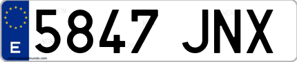 Ejemplo de matrícula de coche ordinaria 5847 JNX