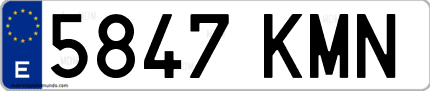 Ejemplo de matrícula de coche ordinaria 5847 KMN