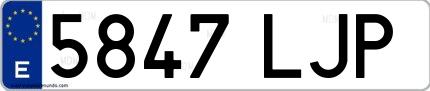 Ejemplo de matrícula española 5847 LJP