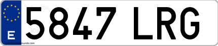 Ejemplo de matrícula de coche ordinaria 5847 LRG