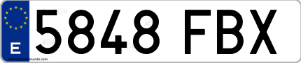 Ejemplo de matrícula de coche ordinaria 5848 FBX