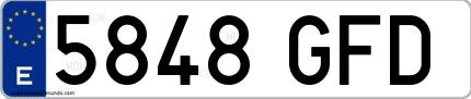 Ejemplo de matrícula española 5848 GFD