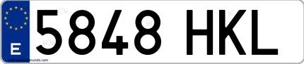 Ejemplo de matrícula española 5848 HKL