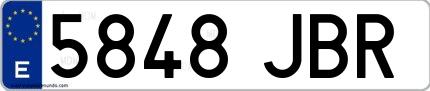 Ejemplo de matrícula española 5848 JBR
